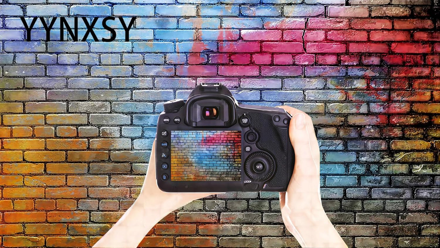 YYNXSY Colorful Brick Wall Photo Backdrop - Retro Stone Brick Wall Background - Microfiber Background Decoration - 8X6FT YY-24
