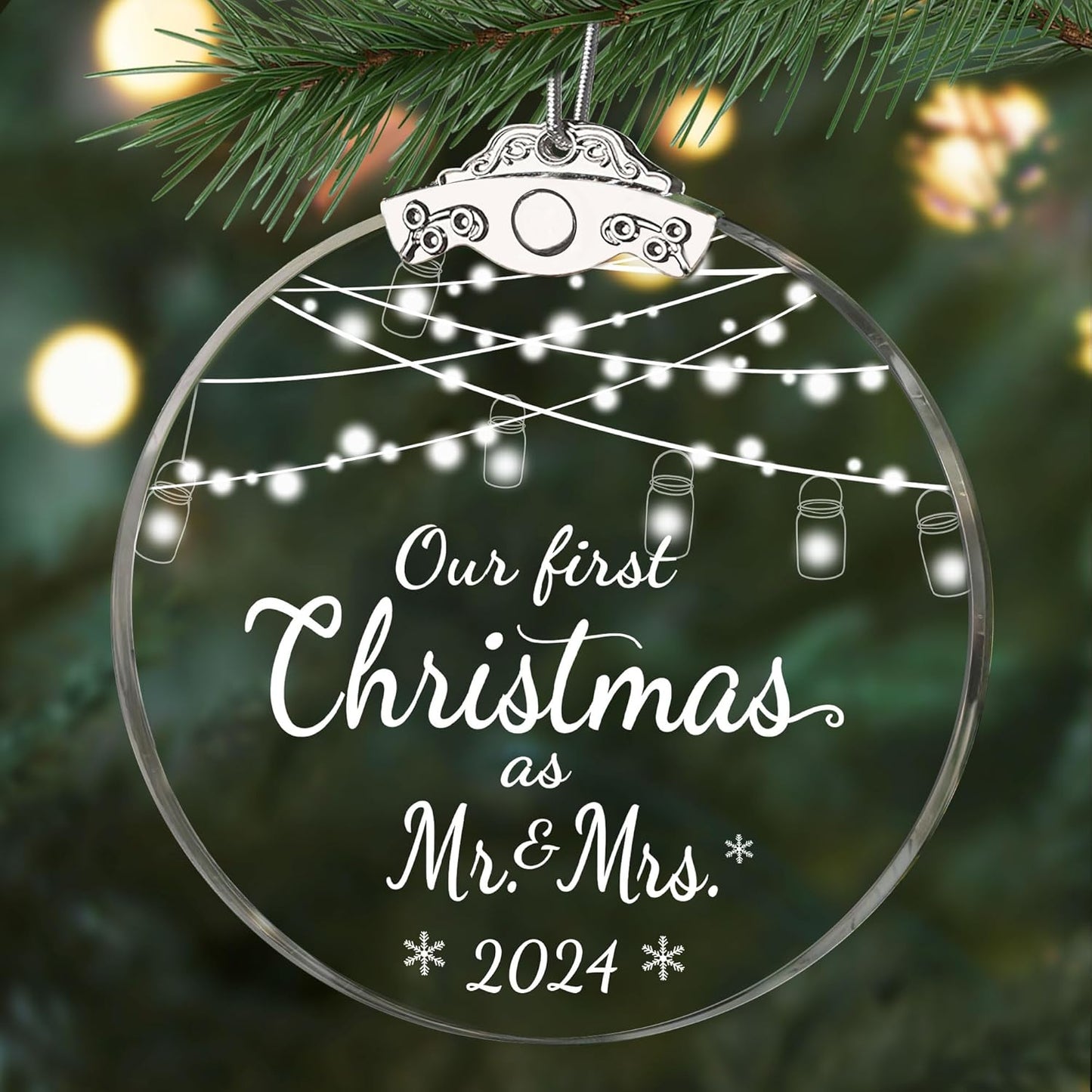 Wedding Gifts for Couples: First Christmas Married Ornaments 2024, 1st Christmas as Mr & Mrs Ornament, Bachelorette & Bride Gifts, Bridal Shower & Newlywed