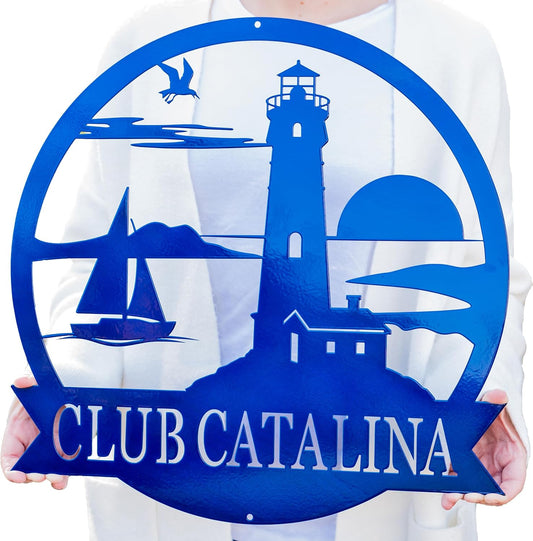 Custom Lighthouse Decor | Personalized Beach Coastal Lake House Decor | Metal Sign Wall Art Sailing Gift for Him Beach Wedding