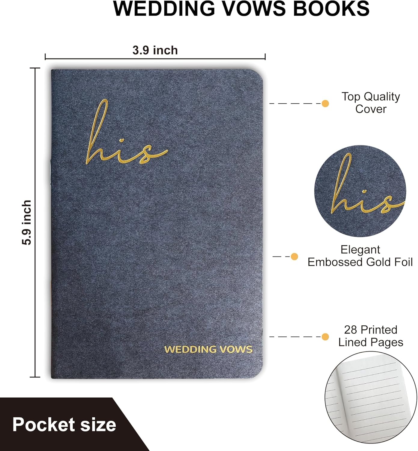 Wedding Vow Books His and Hers, Wedding Registry Gifts Ideas for Bride & Groom,Wedding Essentials