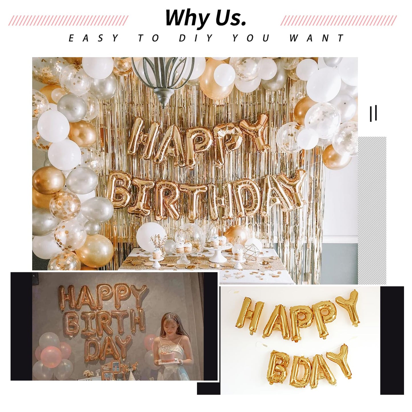 85 Pcs Gold Letter Balloons,16 Inch Foil Alphabet Number Double Set
