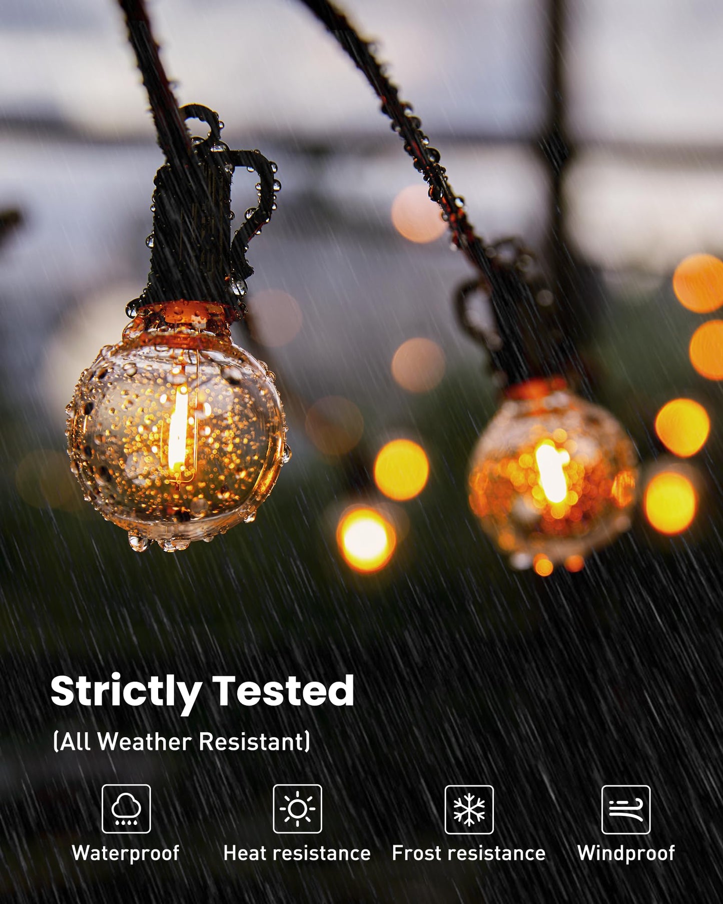 Brightown Outdoor String Lights, 29FT G40 LED IP65 Waterproof Patio Lights