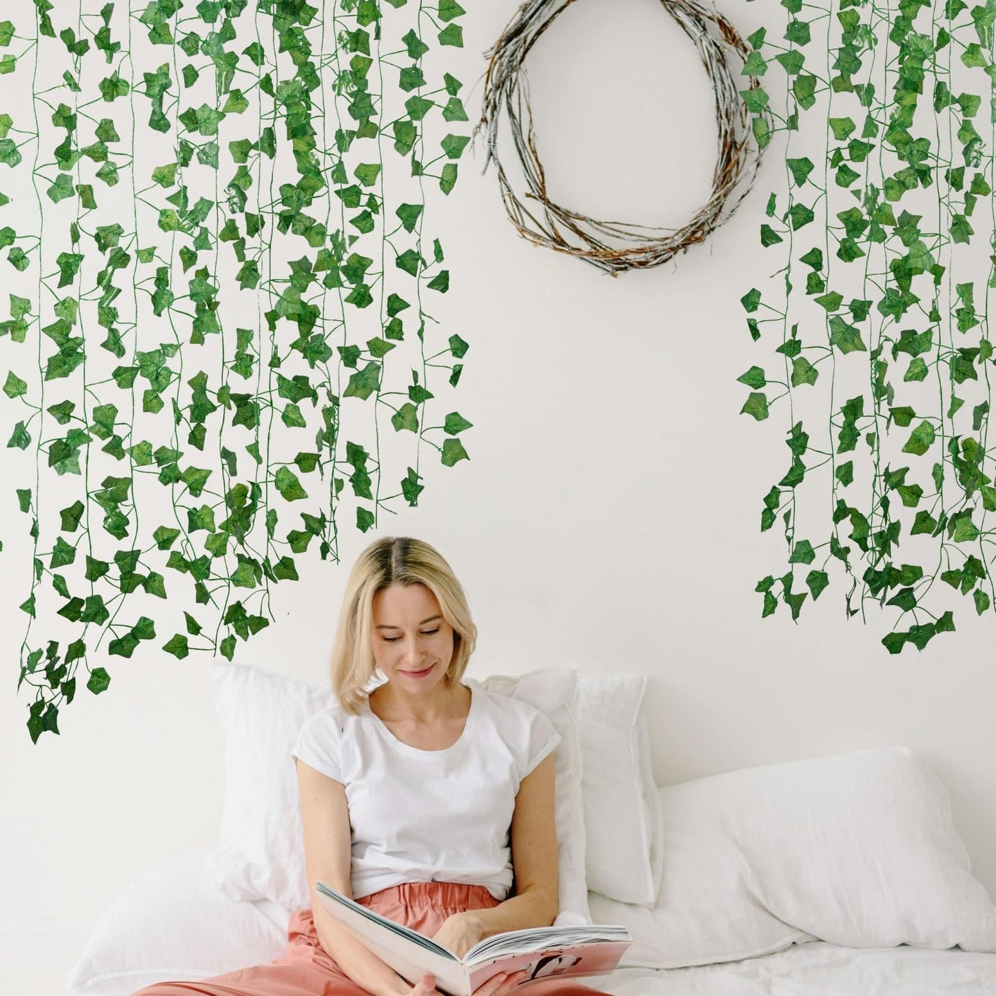 Freyalife Fake Vines for Room Decor(12 Pack 84 Feet) Aesthetic Artificial Plant Ivy Leaves Hanging