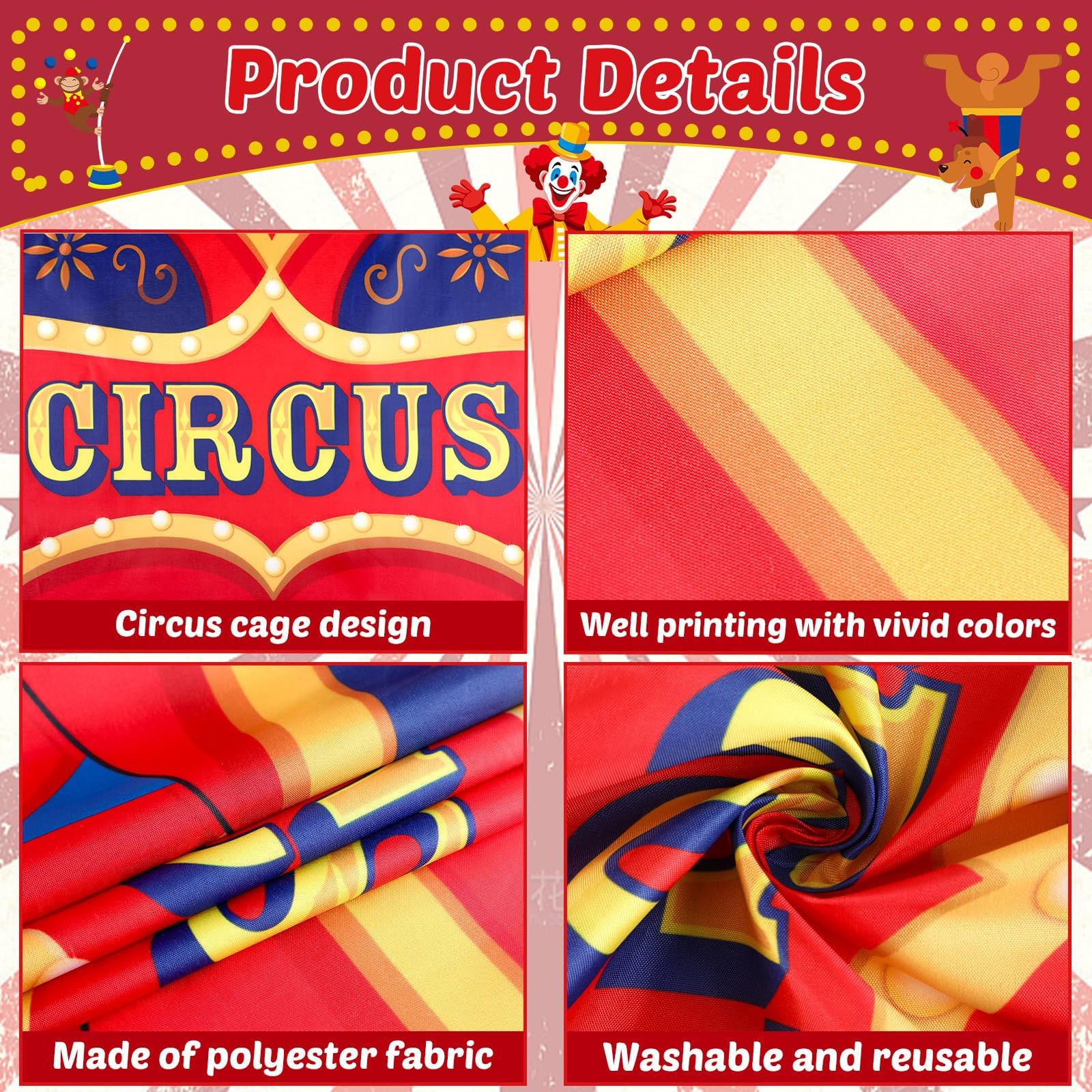 Yiaoyinnz Circus Party Decorations Carnival Cage Shaped Photo Backdrop Circus Photo Booth Props