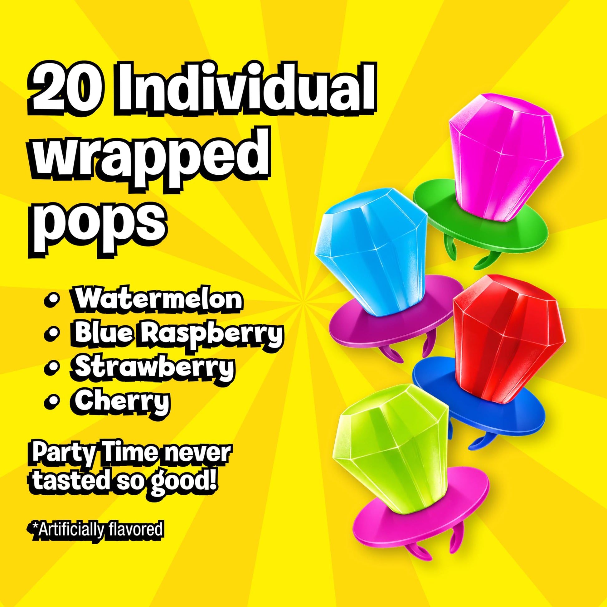 Ring Pop Lollipops - Bulk Candy Individually Wrapped Suckers Variety