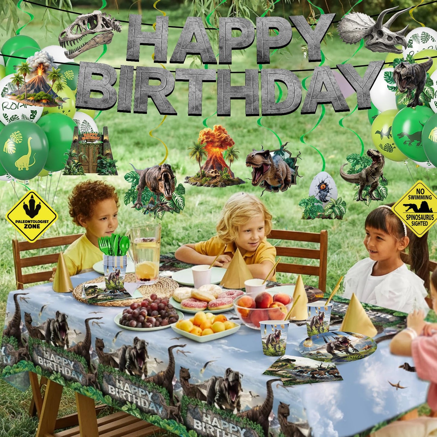 207pcs Dinosaur Party Decorations Plates Napkins Dino Birthday Supplies