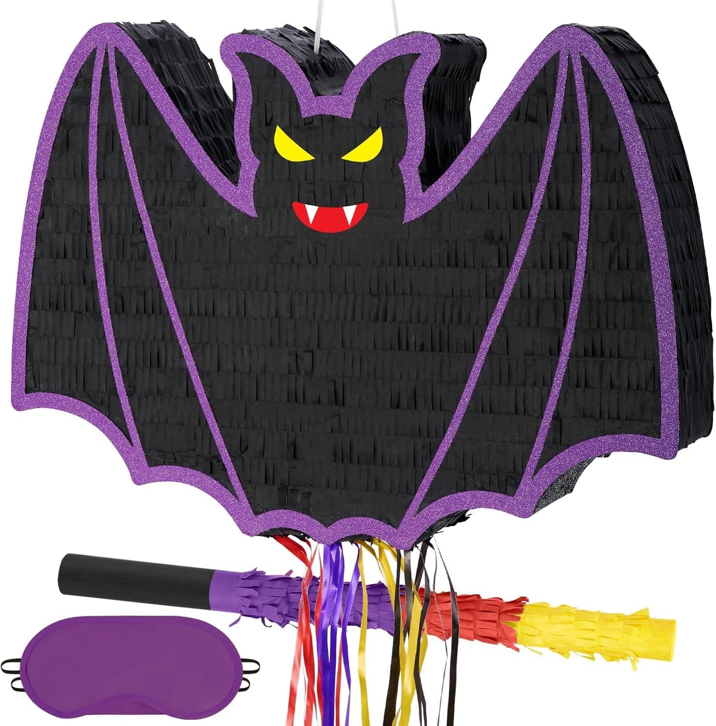 WERNNSAI Halloween Pinata - Halloween Party Decoration Scary Hallo-ween Pinata for Kids Baby Hallo-ween Costumes Party Purple Evil Bat Design Hallows Eve Decor Favor with Bat & Blindfold