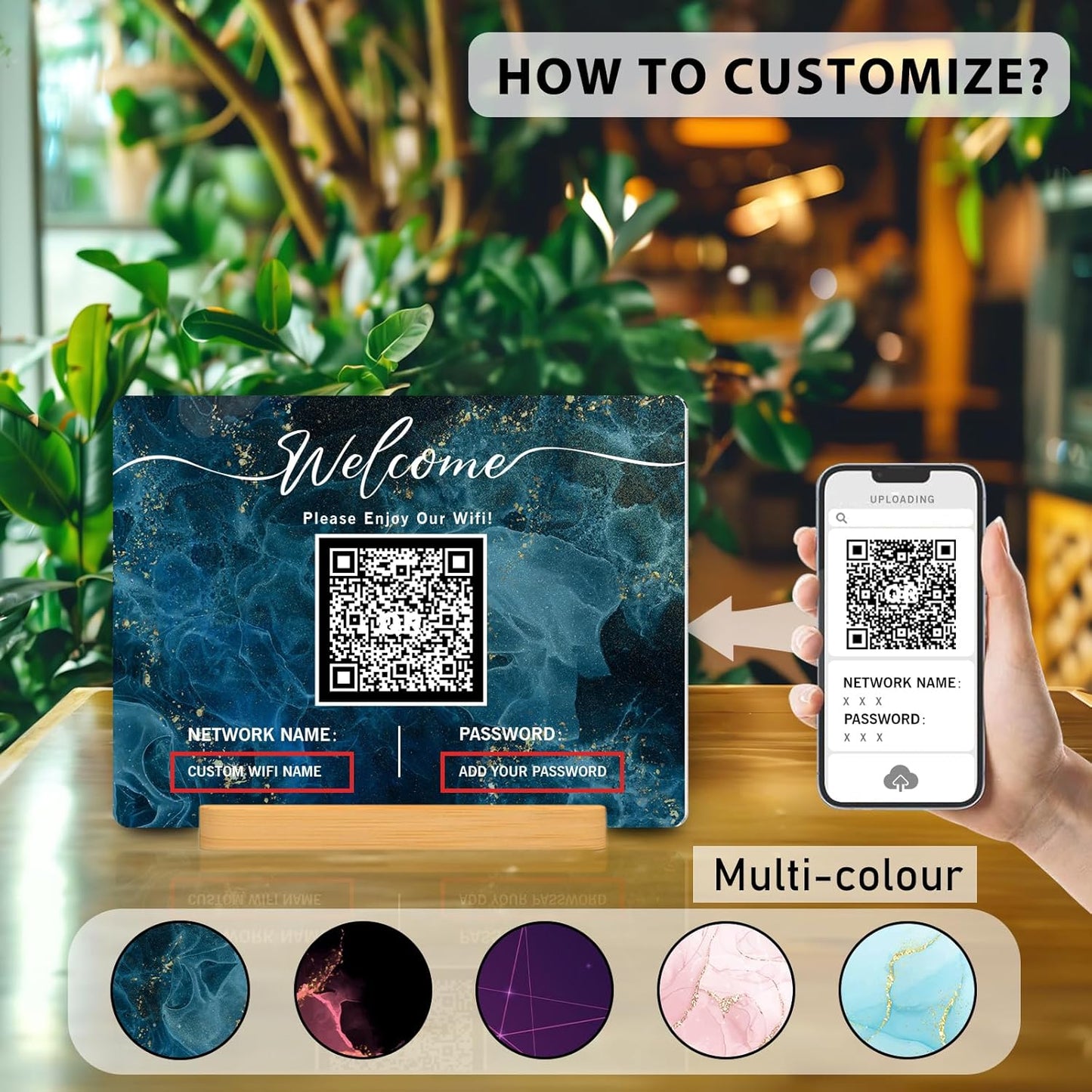 Personalized Custom Metal QR Code Sign Venmo Cashapp Scan to Pay with Stand Instagram Facebook Social Media QR Signs Bar Code QR Plaque Print for Business Salon Beauty Store Restaurant Wifi Sign (W5)