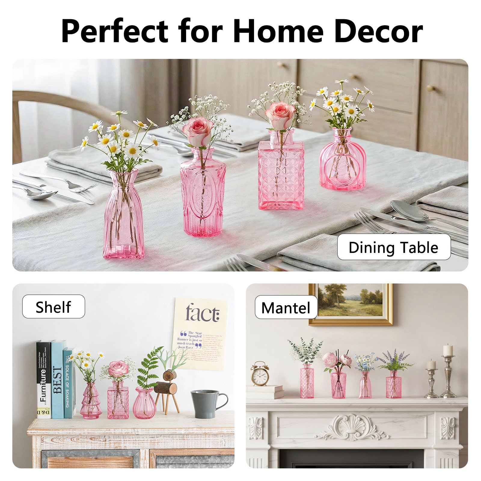 RUCKAE 12 Pack Glass Bud Vases Mini Flower Vase Small Vintage Vases for Centerpiece Table Wedding