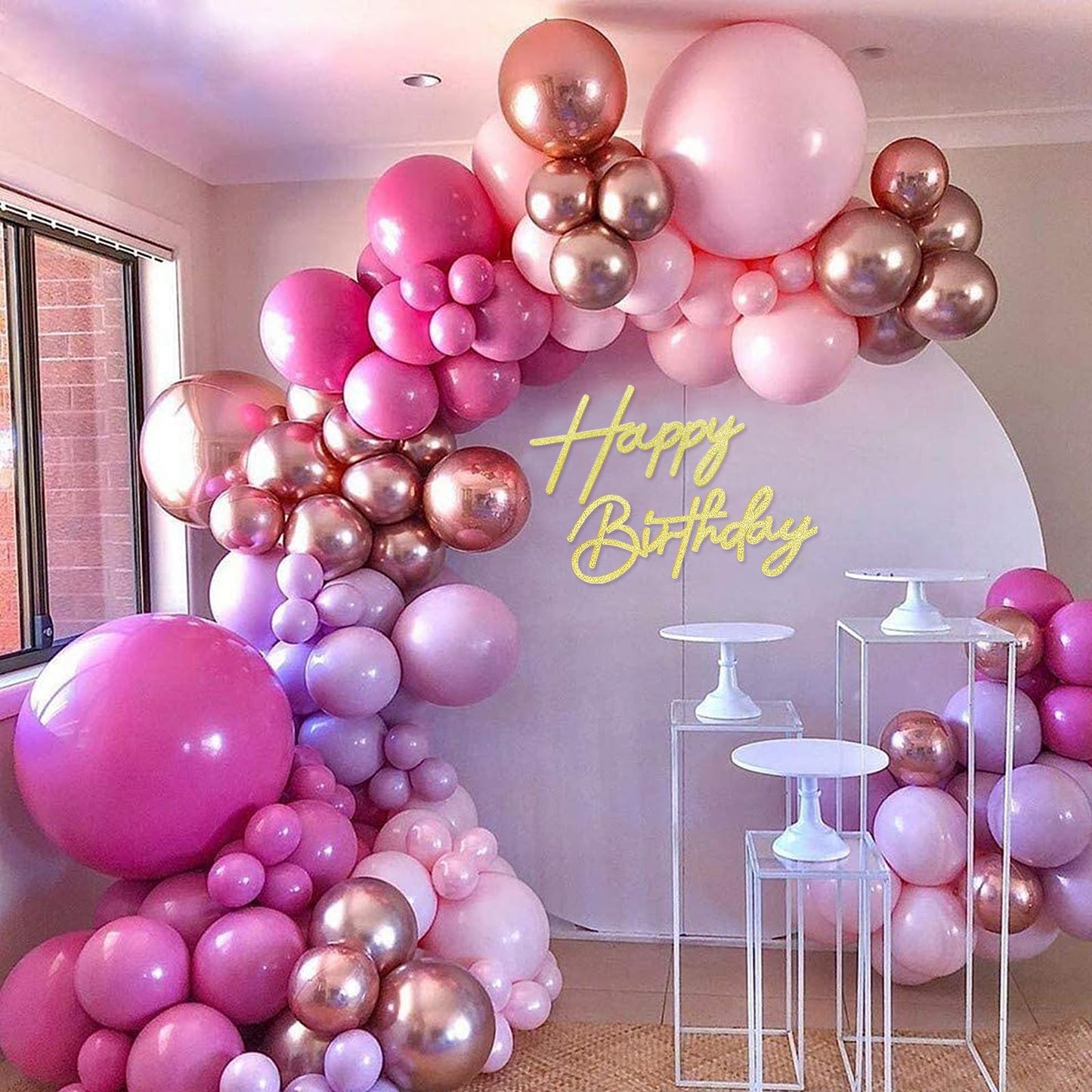 MASTRON Happy Birthday Sign for Backdrop - Glitter Felt Happy Birthday Letter Sign for Balloon Arch