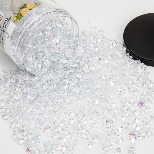 Vase Fillers for Centerpieces Home Deco,8700 Pieces Iridescent Diamond Table Confetti,Fake Plastic Gems for Bridal Shower,Wedding & Party Decorations