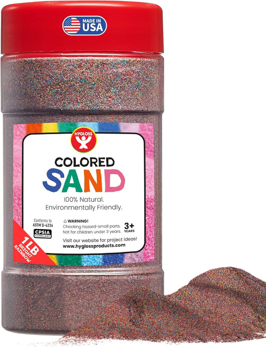 Hygloss Colored Sand for Crafts – 1 lb Bottle, Bright Rainbow – Vibrant Colorful Fine Sensory Play Sand Art Kits for Kids – Classroom Activities for Children 3 4 5 6 7 8 9 10 11 12 – Safe for Ages 3+