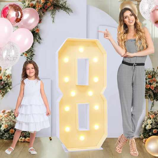4ft Marquee for Numbers, Multifunctional Marquee for Numbers 4 Feet Tall, Mosaic Numbers for Balloons, Light up Numbers for Party Decorations, Birthday, Anniversary Party Decor (Number 8)