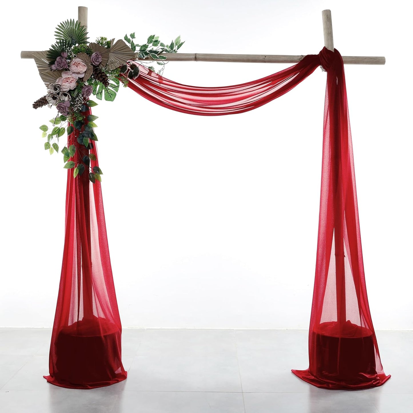 VDS Pack of 1 Panel (30 Inch X 40 Feet) Wedding Arch Draping Fabric Sheer Chiffon Fabric Drapery for Wedding Ceremony Reception Swag Backdrop Canopy Chuppah ARBO Altars Decoration (Apple Red)