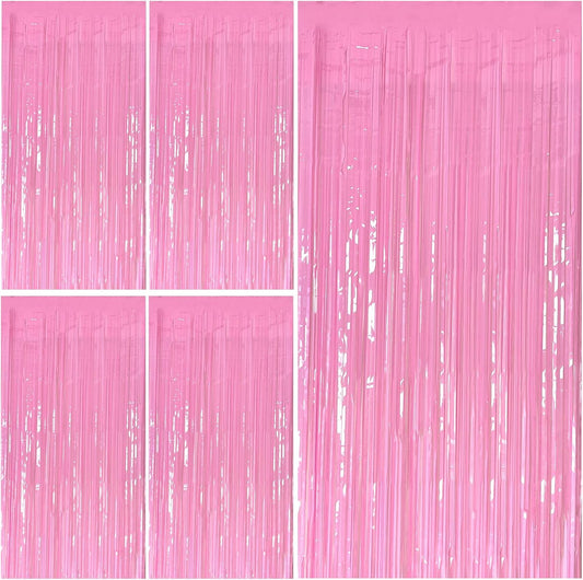 Pink Party Streamers Foil Fringe Backdrop Curtains Tinsel Streamers Birthday Party Decorations Fringe Backdrop for Birthday Party Graduation Bridal Shower