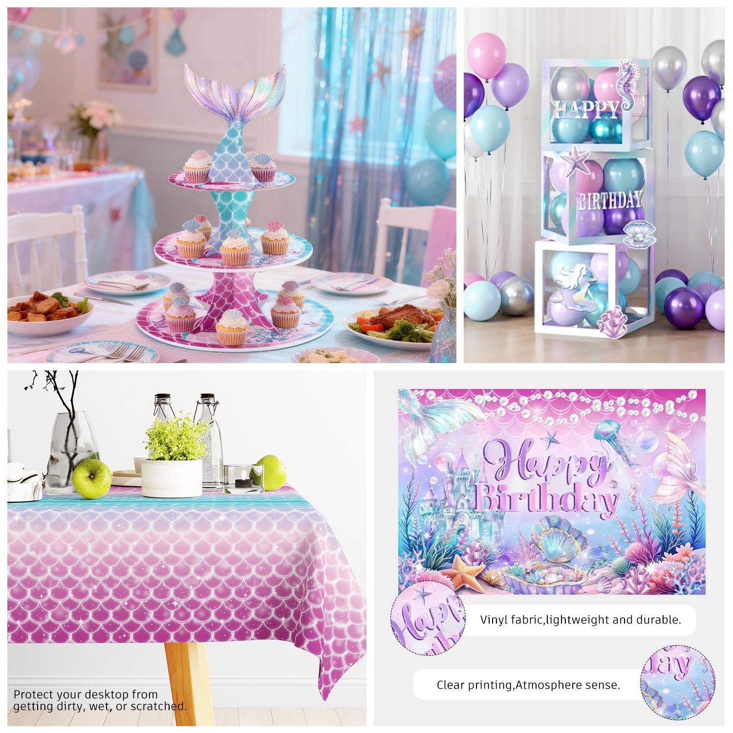 Fexivo Mermaid Birthday Decorations, All-in-One Set for 25 Guests