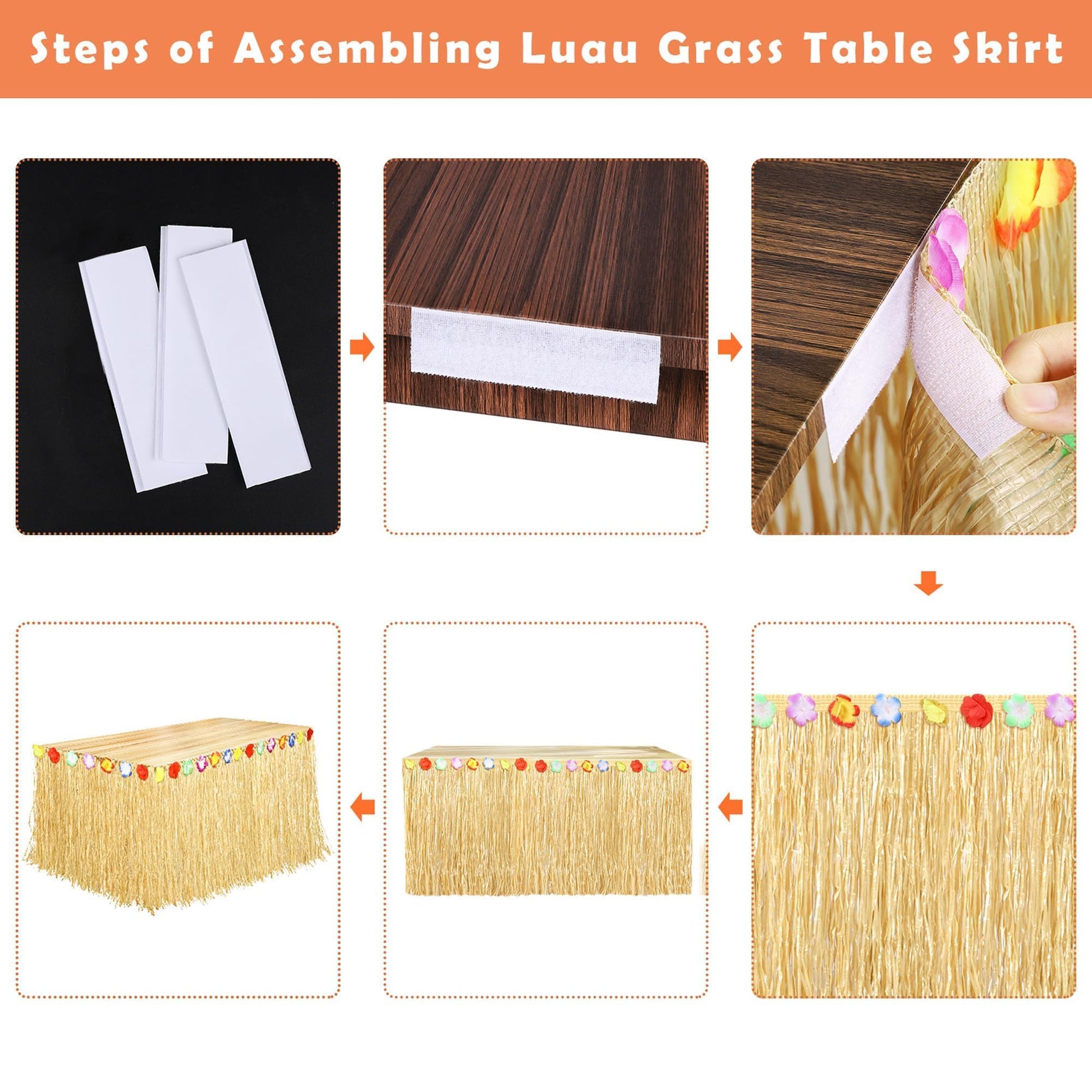 Fovths Luau Grass Table Skirt, Straw Yellow, 9 Feet x 29.5 Inch