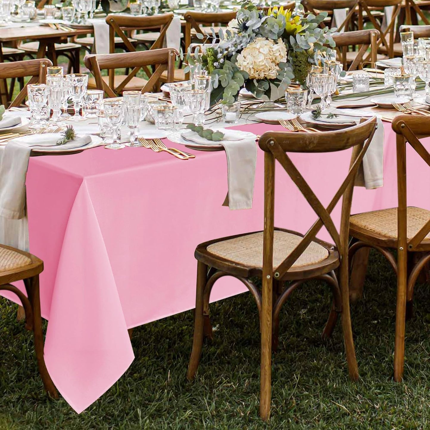 Fitable 8 Pack Table Cloth Rectangle Table: Stain and Wrinkle Resistant Tablecloth Rectangular, Washable Polyester Tablecloths for Wedding Party Dining Banquet Event Catering(Pink, 70x120 Inch)