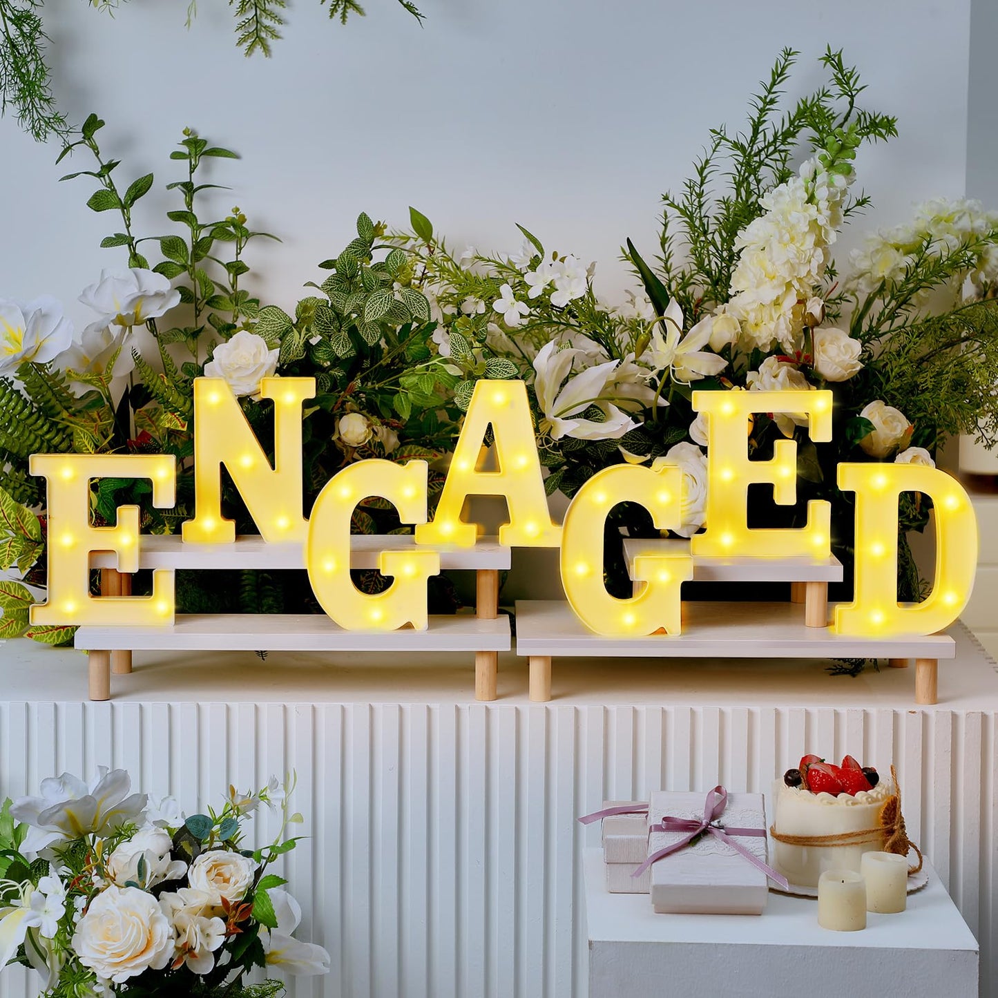 Honoson 7 Pcs Engagement Party Decorations,6.5 Inch Engaged LED Lights