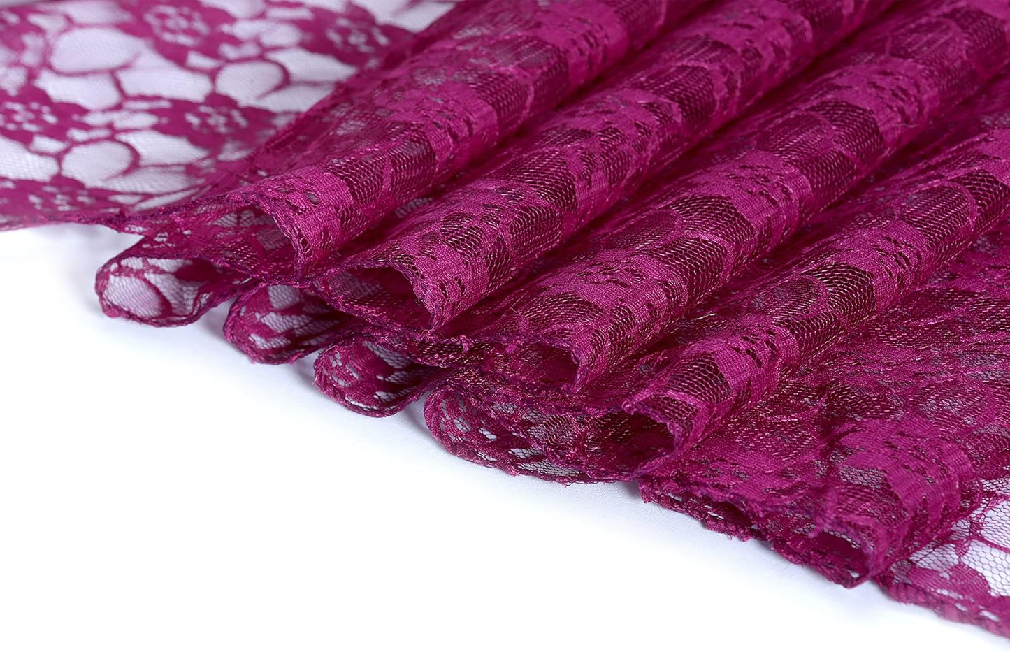 MDS Pack of 20 Wedding 12 x 108 inches Lace Table Runner for Wedding, Decorations for Birthday Parties, Banquets, Graduations, Engagements, and Runners fit Rectangle, Round Table- Eggplant