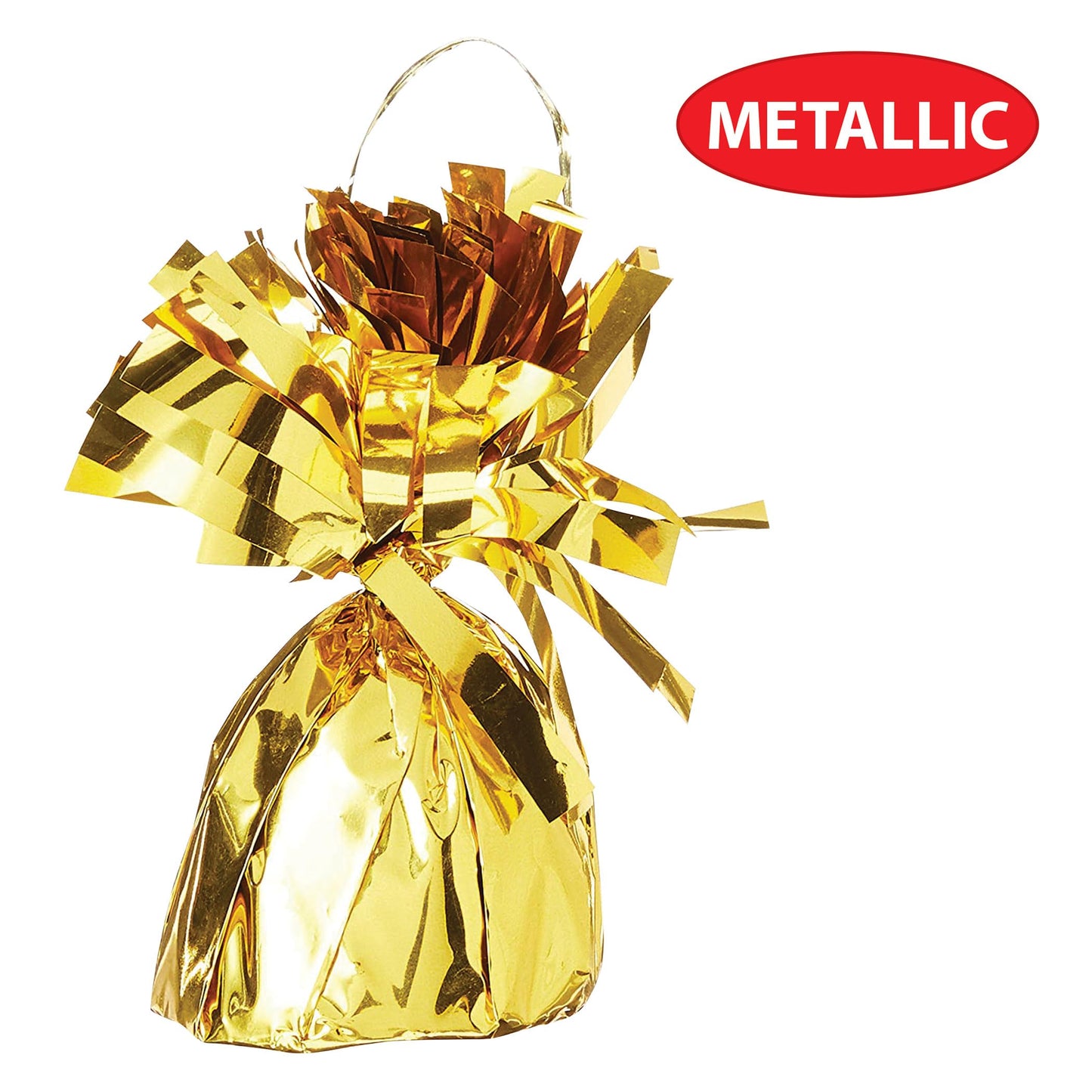Beistle Metallic Wrapped Balloon Weight – 6 Pack, Gold Balloon Centerpiece Bouquet Holders, Party