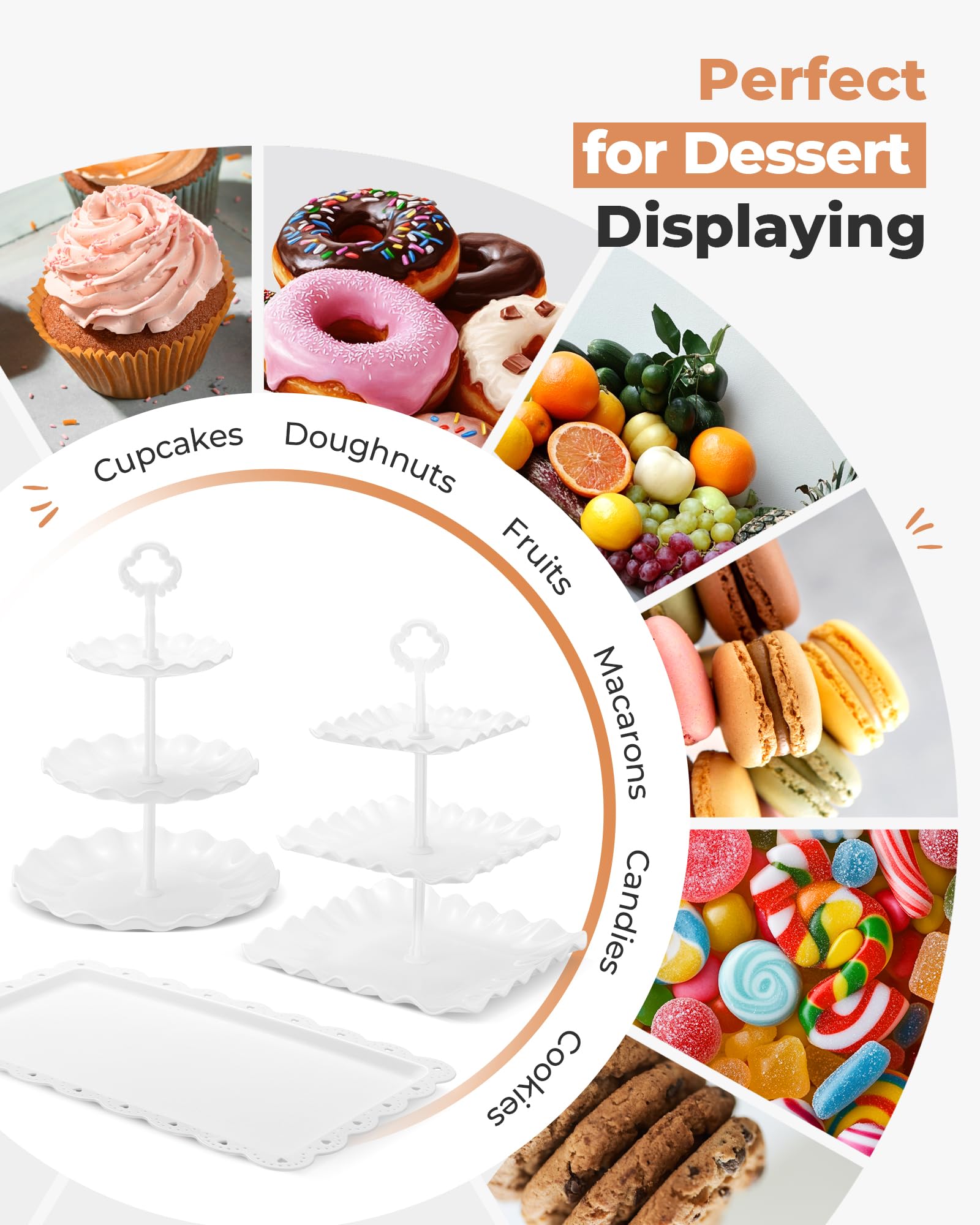 Kootek 10pcs Cupcake Stand Dessert Table Display Set Serving Tray for Party