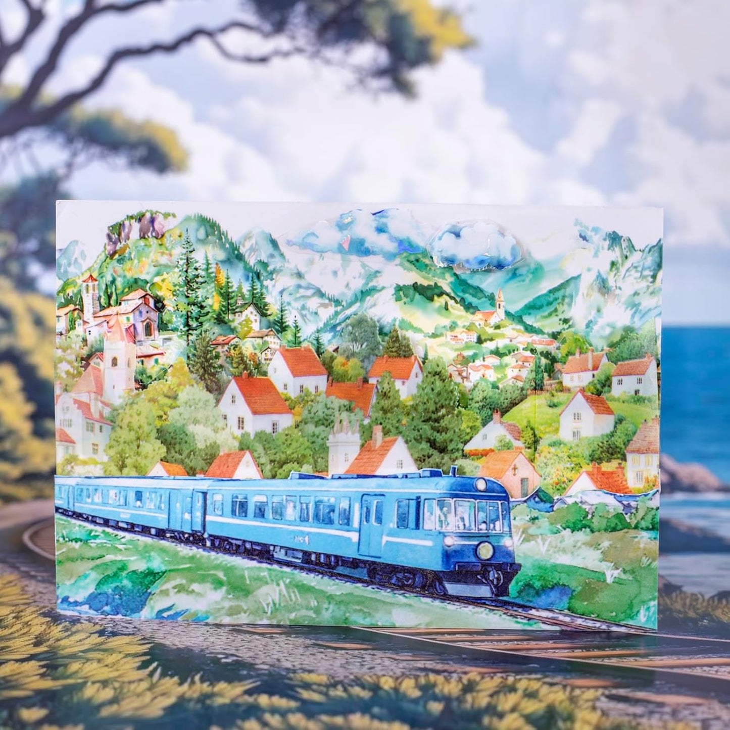 Train Scenery Washi Tape Set ??6 Rolls Travel & Nature Inspired with Clip for Scrapbook Journals DIY Crafts Decoration 1.97"x78.7" 39.37in per Loop