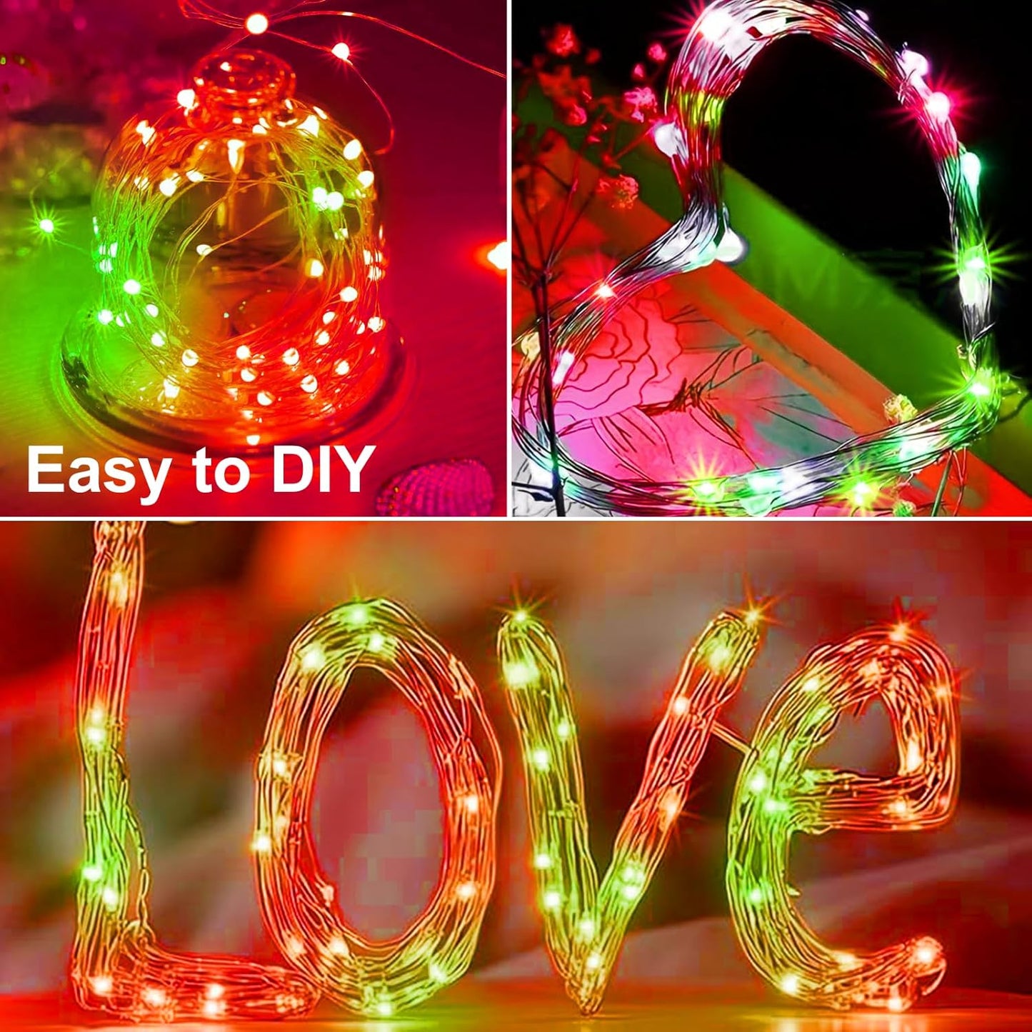 ZGWJ 8 Pack Christmas Fairy Lights Battery Operated, 7ft 20LED Mini Fairy String Lights Silver Wire 3 Modes Waterproof for Christmas Tree DIY, Parties, Bedroom Decorations Red&Green Red&Green