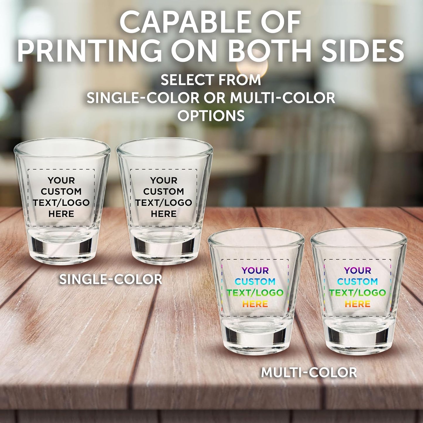 Custom Shot Glasses 1.75 oz. Set of 10, Personalized Bulk Pack - Great for Wedding Favors, Bachelorette Party Decorations, Party Fovors, Color Bottom - Clear