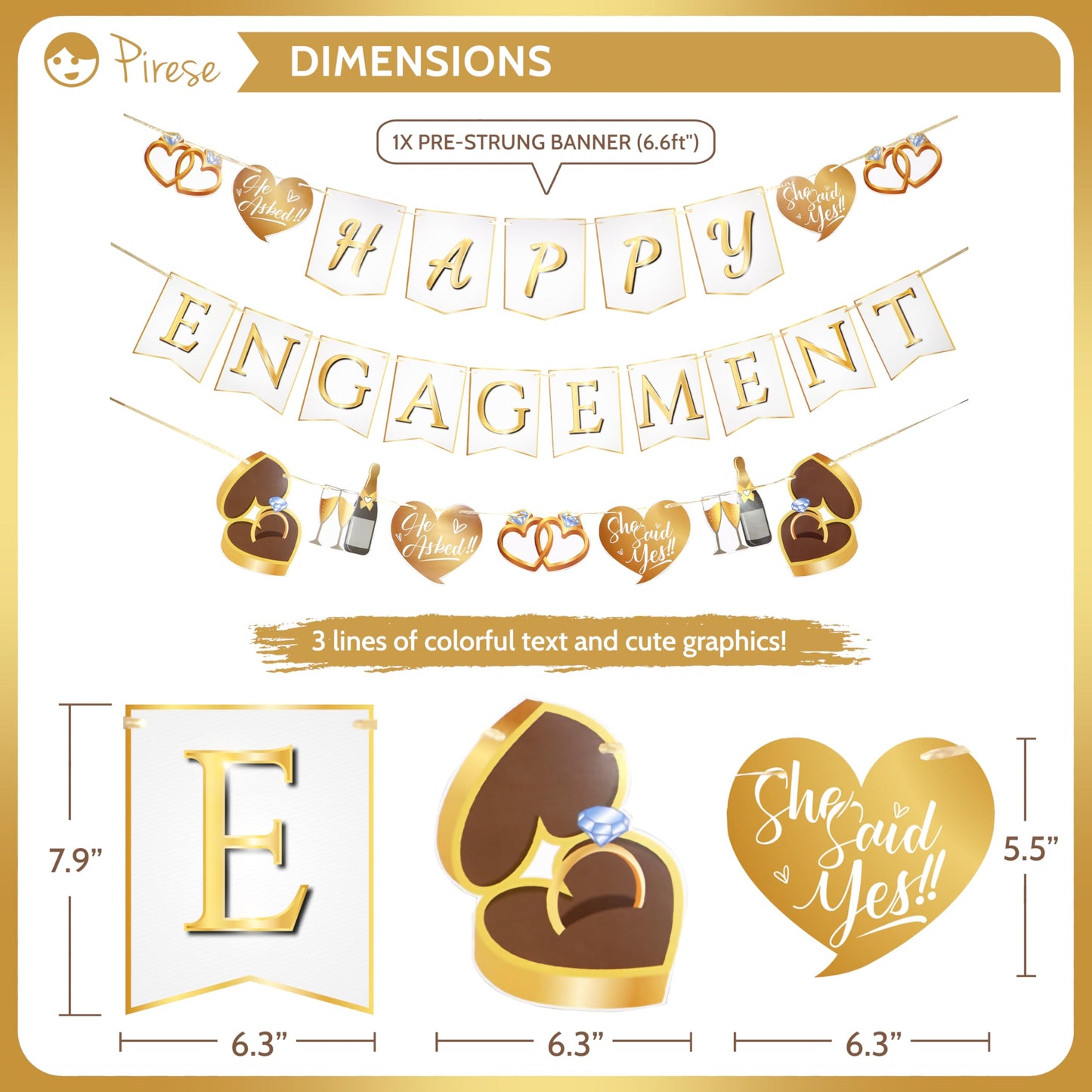 Pirese Happy Engagement Banner, Just Engaged Banner, Happy Engagement Decorations | Just Engaged