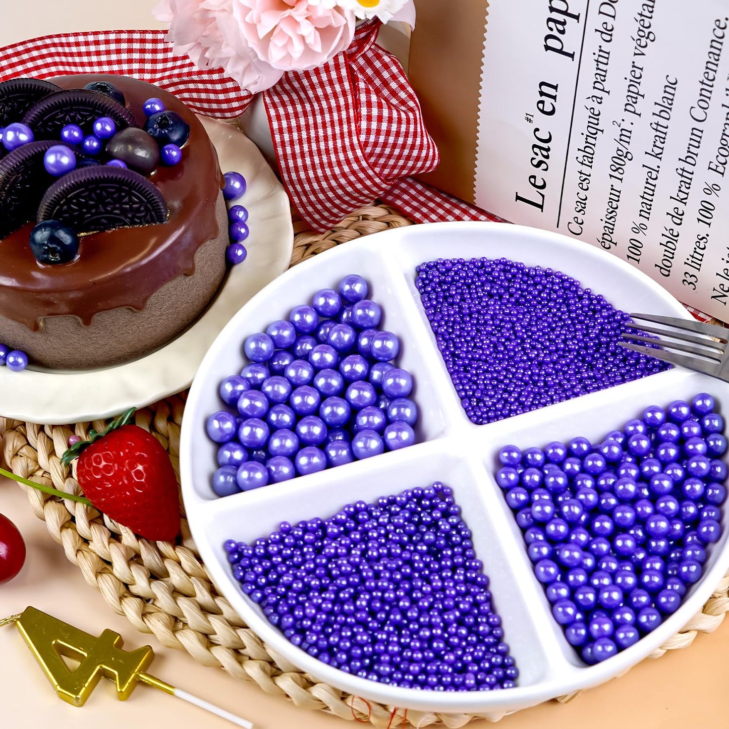 Dazzjoy Purple Edible Pearl Sprinkles, 150g/5.29oz, Purple Sprinkles for Cake Decorating, Cake Decoration & Cupcake Topper