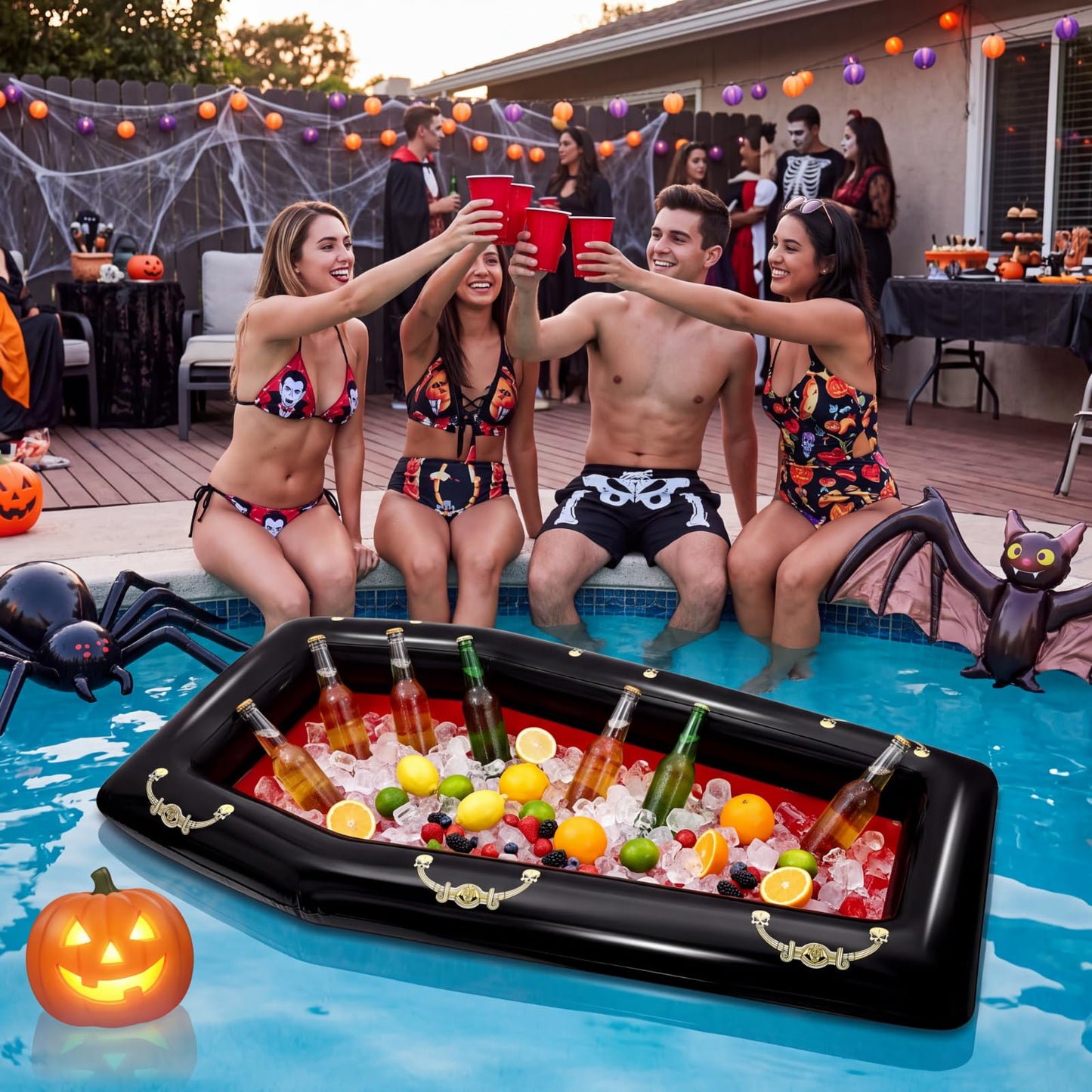 Aoriher 52 Inch Inflatable Coffin Cooler Fake Coffin Floatie Drink Ice Chest Buffet Bucket Beverage