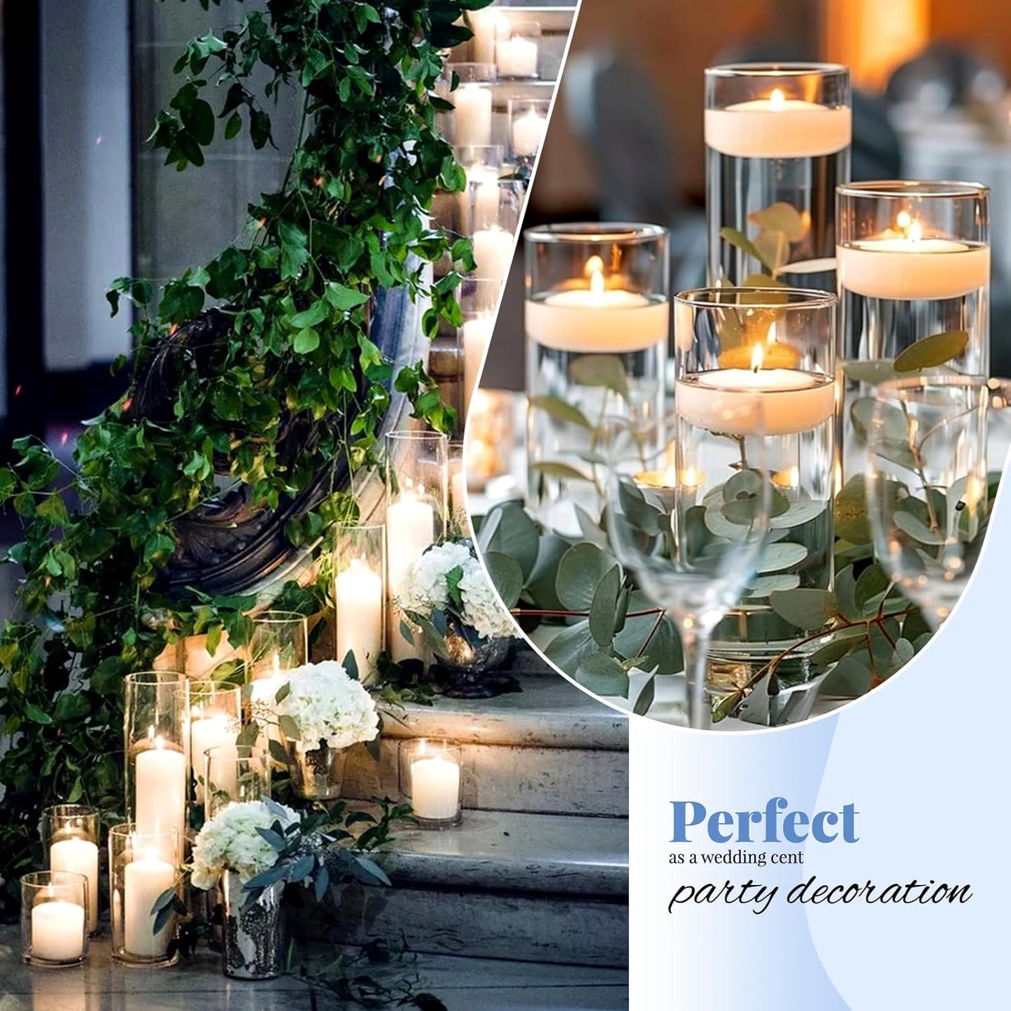 12Pack Glass Cylinder Vases for Centerpieces - 12 Inch Tall Flower Vase for Wedding Decorations, Floating Candle Holder Vase Bulk,Glass Hurricane Candle Holders for Table Shelf, Party, Home Decor