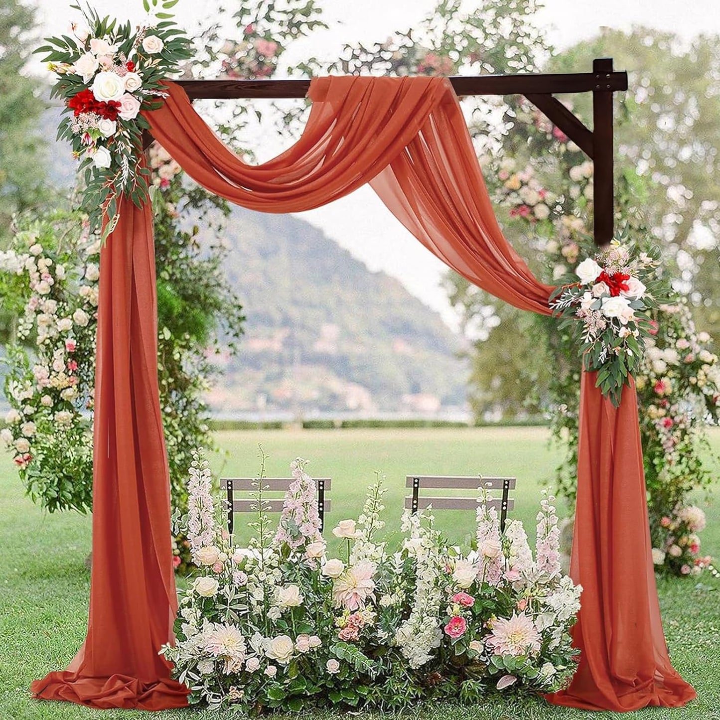 7.3FT Wooden Wedding Arch Stand Square Wood Arch Wedding Arbor for Ceremony Party Proposal Scene Garden