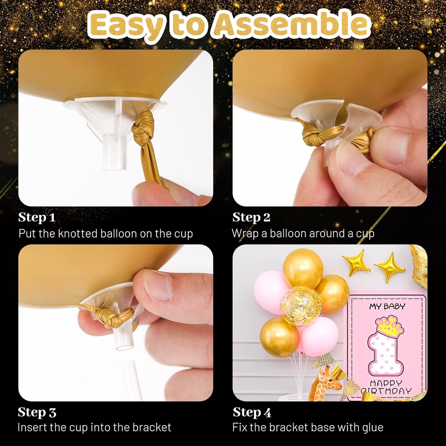 JOYYPOP 8 Sets Balloon Stand Kit For Table, Balloon Sticks with Base Birthday Graduation Party Decorations Wedding