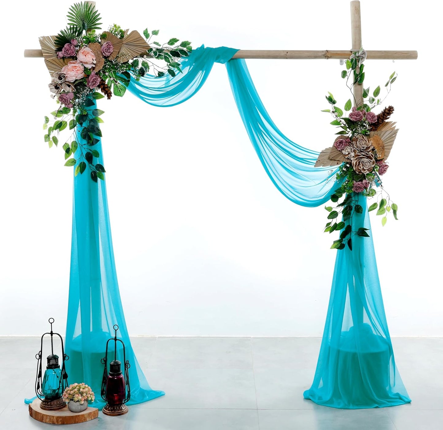 VDS Pack of 1 Panel (30 Inch X 20 Feet) Wedding Arch Draping Fabric Sheer Chiffon Fabric Drapery for Wedding Ceremony Reception Swag Backdrop Canopy Chuppah ARBO Altars Decoration (Peacock Blue)