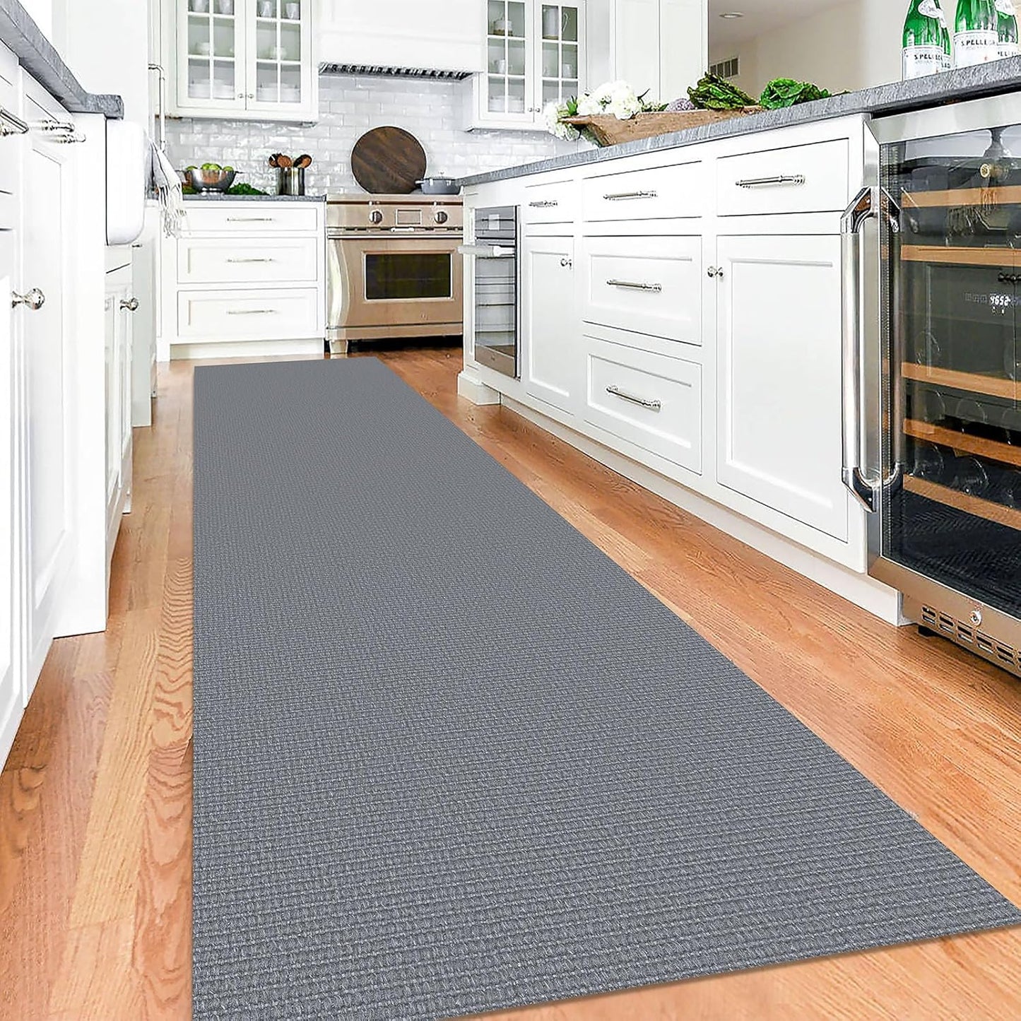 KOZYFLY Washable Runner Rug 3x12 ft Hallway Kitchen Runner Rugs with Rubber Backing Bobo Non Slip Entryway Runner Indoor, Long Carpet Runners for Hall Kitchen Entryway, Grey