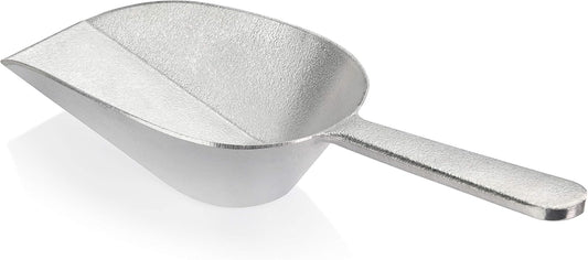 New Star Foodservice 34707 One-Piece Cast Aluminum Flat Bottom Bar Ice Flour Utility Scoop, 16-Ounce, Silver