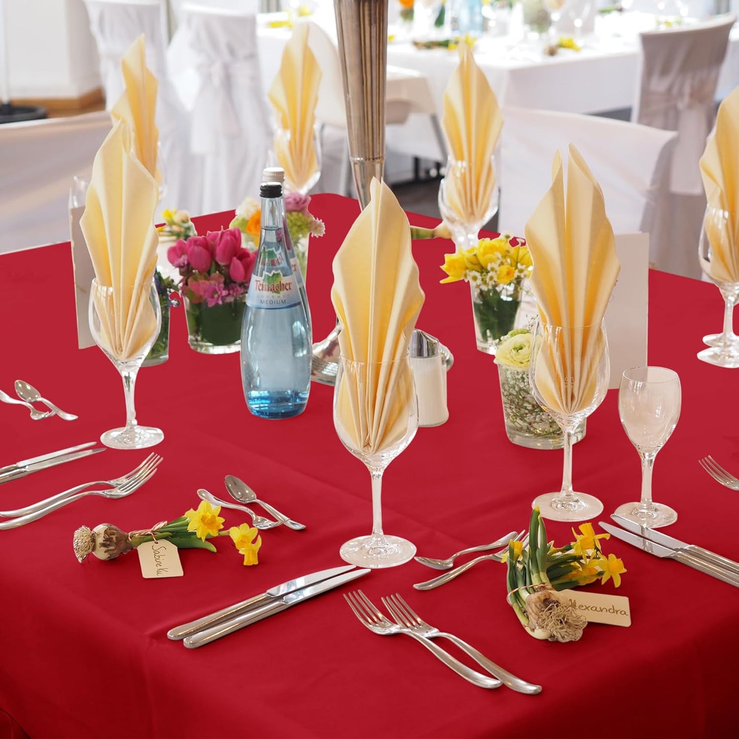 Fitable 6 Pack Red Square Tablecloths - 70 x 70 Inches - Stain Resistant and Reusable Table Clothes, Polyester Fabric Table Covers for Dining, Card Tables, Coffee Tables