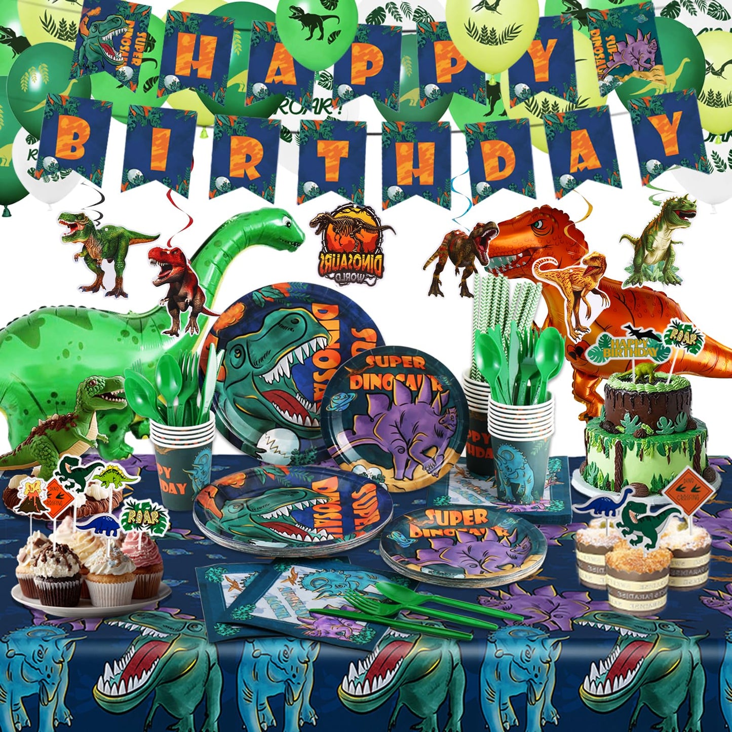 Dinosaur Birthday Party Supplies Kit For Boys, Dinosaur Party Decorations-20 Guest-Include Dino
