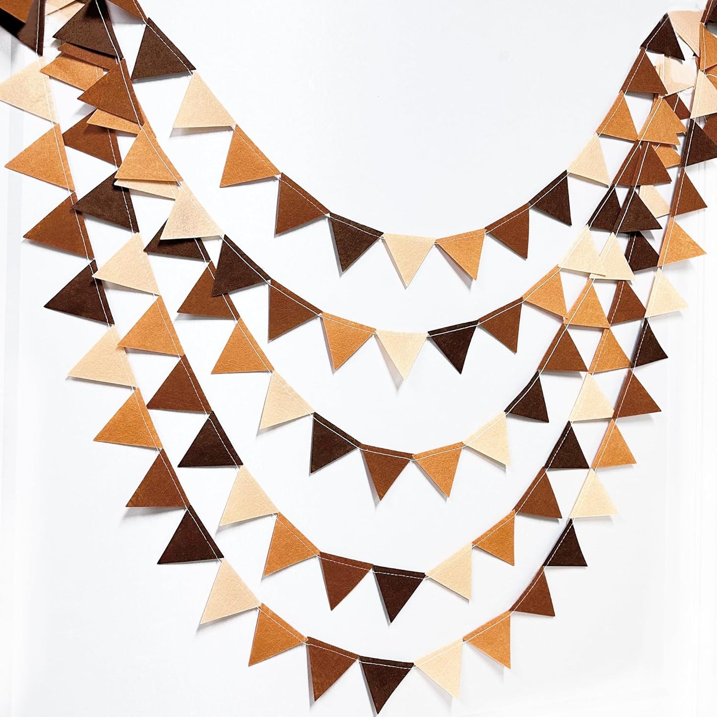 Brown Party Decorations Ombre Brown Felt Hanging Triangle Mini Bunting Pennant Banner Flag for Birthday Baby Shower Wedding Neutral Boho Woodland Safari Western Cowboy Party Classroom Nursery Decor