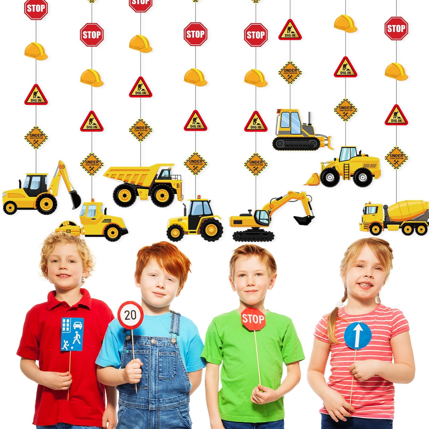 Faccito 8 Packs Back to School Construction decor Traffic Garland Banner