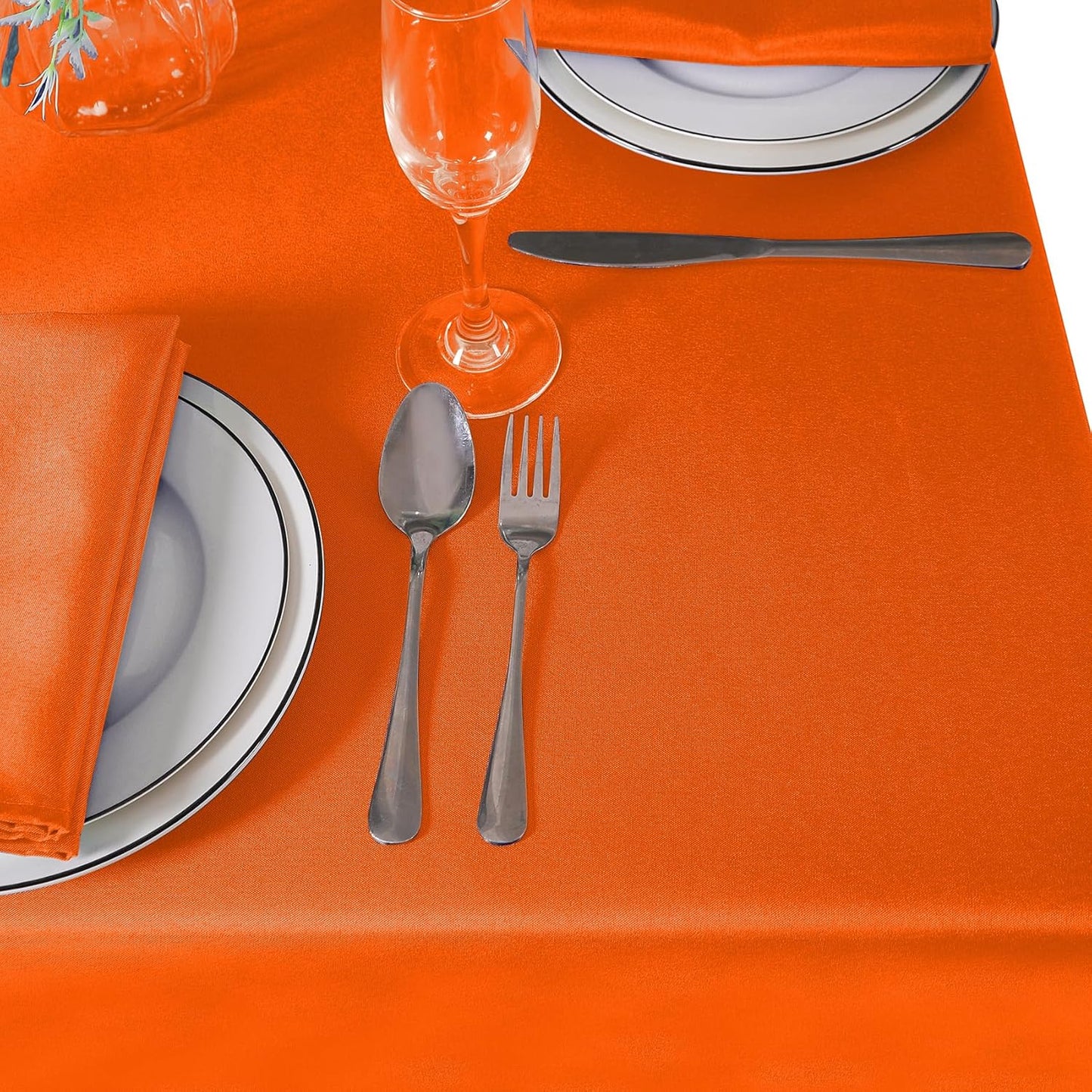 132 inch Round Tablecloth Washable Polyester Table Cloth Decorative Table Cover for Wedding Party Dining Banquet（132 inch,Orange）