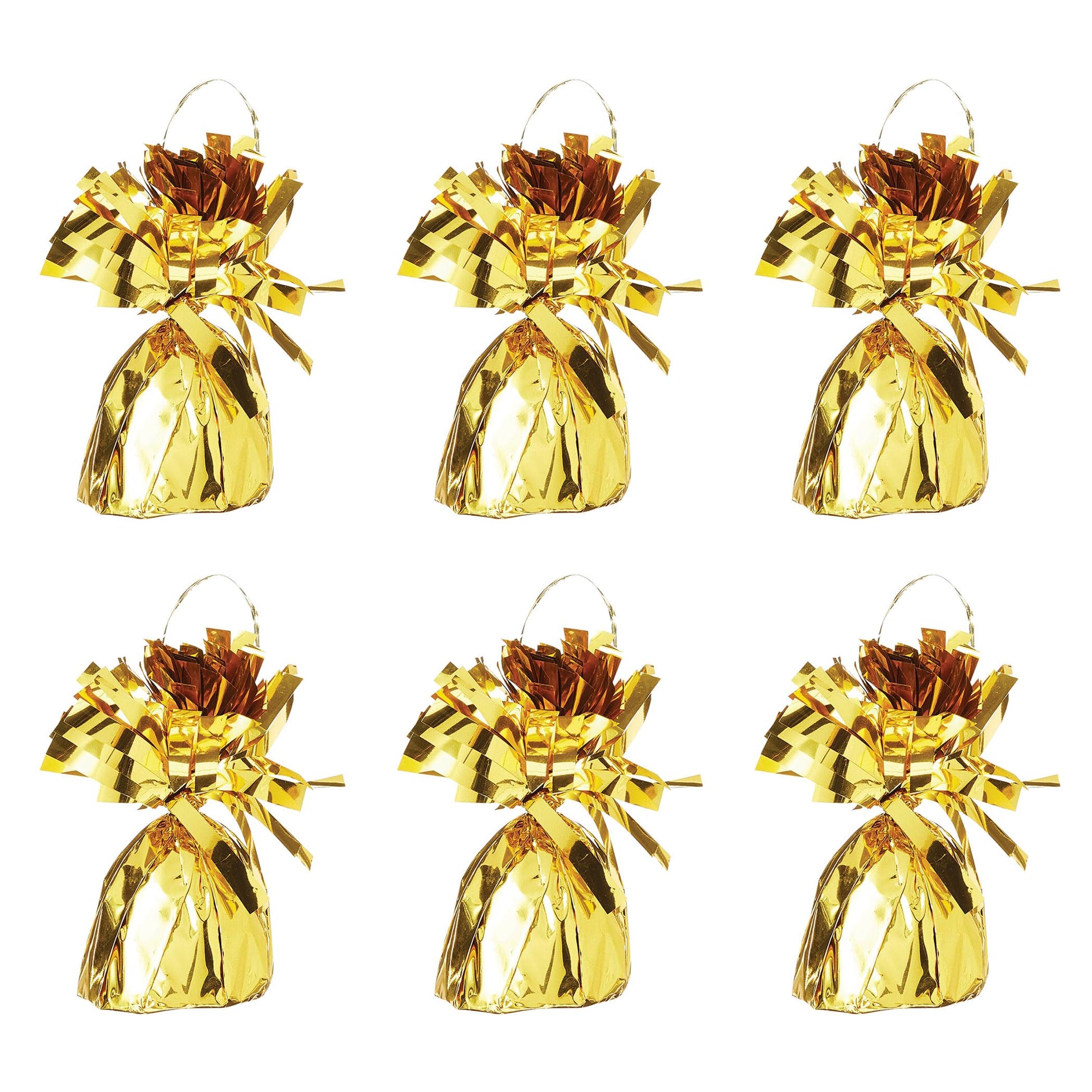Beistle Metallic Wrapped Balloon Weight – 6 Pack, Gold Balloon Centerpiece Bouquet Holders, Party