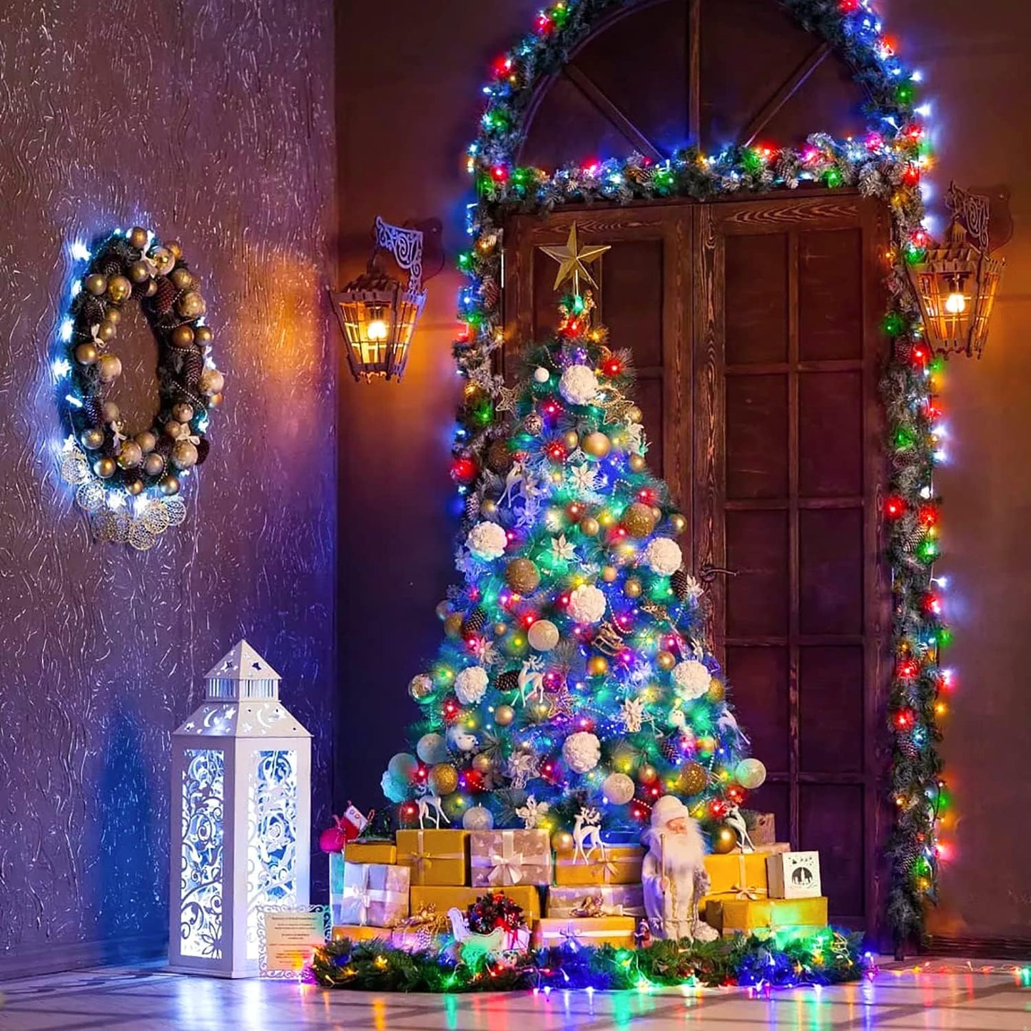 JMEXSUSS 250 LED Christmas Lights Indoor, 91.5ft Connectable Multicolor Christmas Lights Outdoor Waterproof, 8 Modes String Light Plug in for Wedding Party Garden Decorations