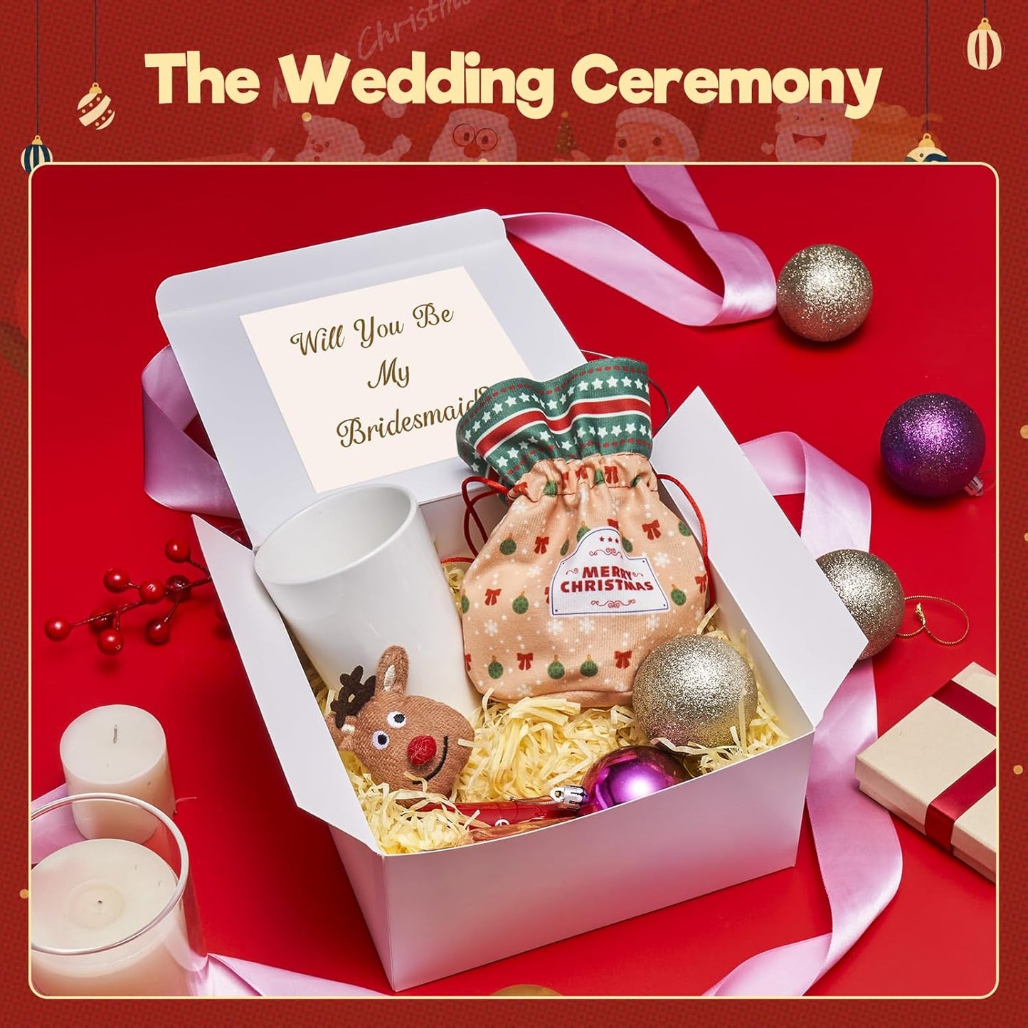 MESHA 8x8x4 Gift Box 50 Pack White Gift Boxes with Lids, DIY Bridesmaid Proposal Box, Recyclable,Foldable Box for Wedding, Birthday Party