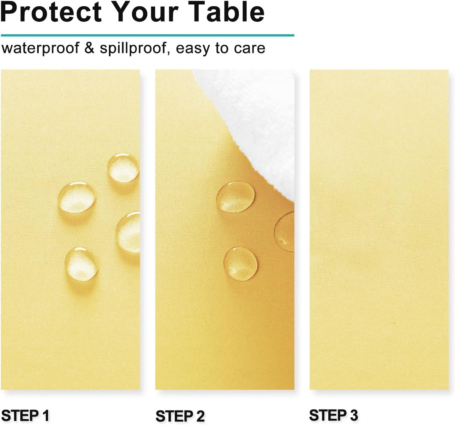 Hiasan Light Yellow Tablecloth for Rectangle Tables - Waterproof and Spillproof Washable Fabric Table Cloth for Dining Room Kitchen Party, 60 x 120 Inch