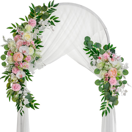 Wedding Arch Flowers, Artificial Flowers for Decoration, Large Flower Swag for Boho Styles Wedding Ceremony Floral Decor - Pack of 2
