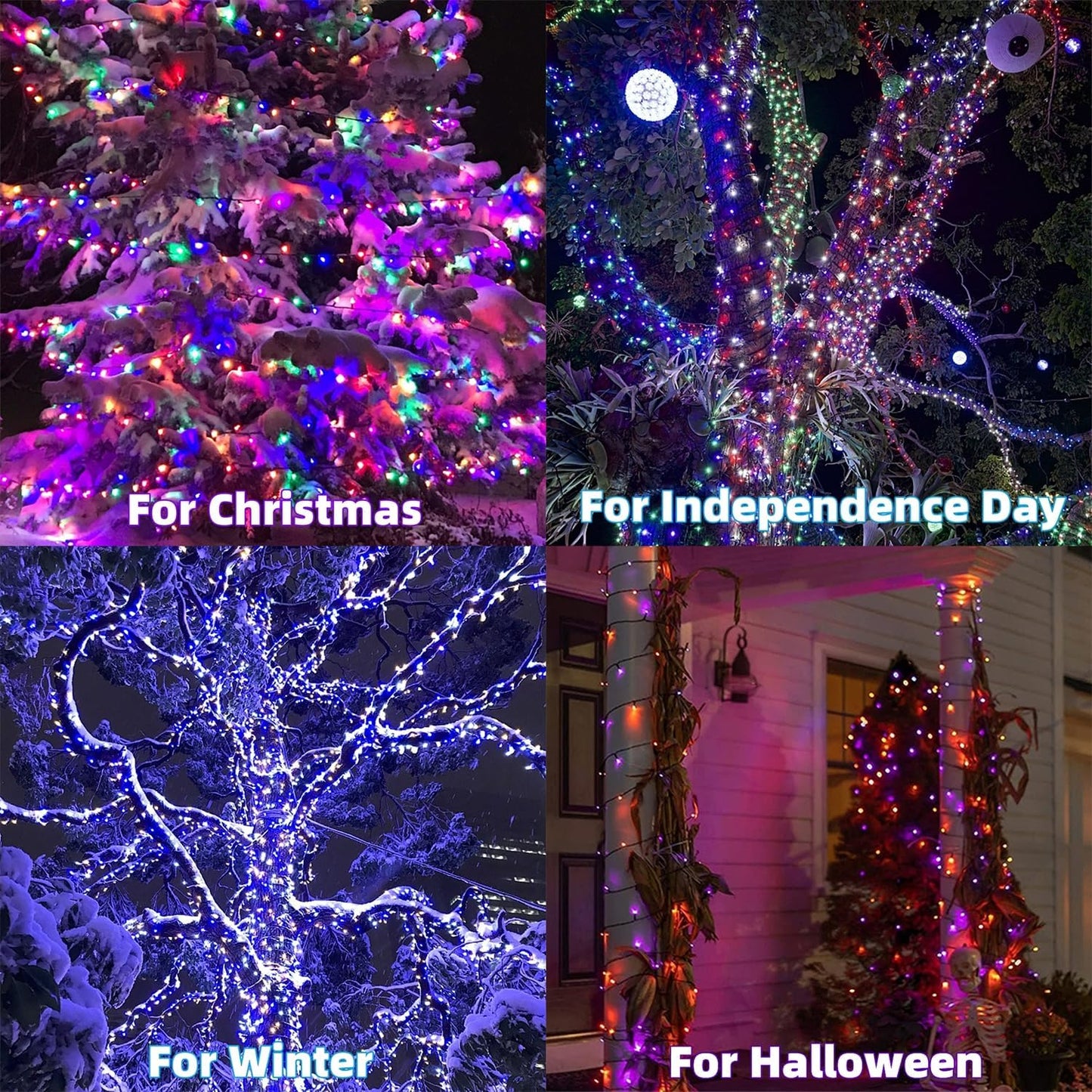 LJLNION 98.5ft Christmas Lights Color Changing with Remote, 300 LED RGB Fairy String Lights Halloween Decorative Lights, 8 Lighting Modes & Timer, Plug in Indoor Outdoor Xmas Wedding Party Decor