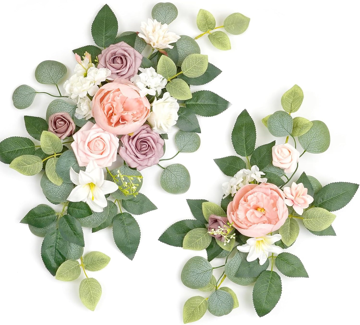 WEIERYUE(Pack of 2 Artificial Flowers Decorations,Artificial Arch Backdrop Garlandfor Ceremony Party Reception Entrance Welcome Easel Door Floral Decor Wall Home Entryway Outdoor(Bean Paste Powder)